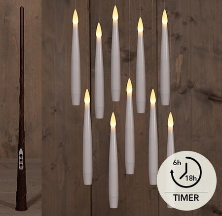 Ledkrs zwevend toverstok h15cm 10st