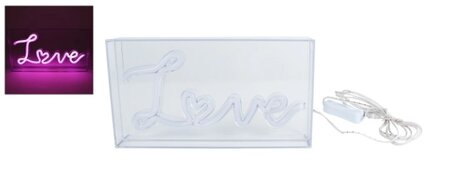 Lichtbox led usb love 23x4x12 roze