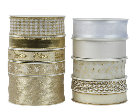 Lint pes l400b1.5cm goud/parel a10