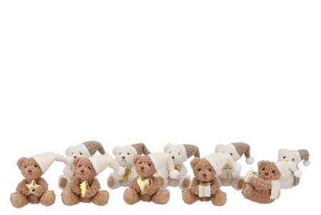 LOULOU COZY SAND HANGER BEAR WITH HAT per stuk 7X8X11CM