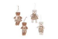 LOULOU SCOTTISH BROWN HANGER BEAR CHECK per stuk 4X8X14CM