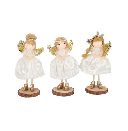 LOULOU WHITE X-MAS STANDING ANGEL per stuk 6X6X17CM