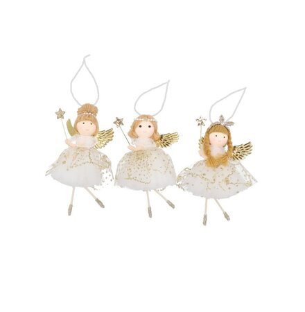 LOULOU WHITE X-MAS STANDING GIRL per stuk 9X6X15CM