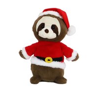 Luiaard pluche+kerstpak bruin 32cm