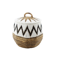 Mand abaca d41h38cm naturel/wit