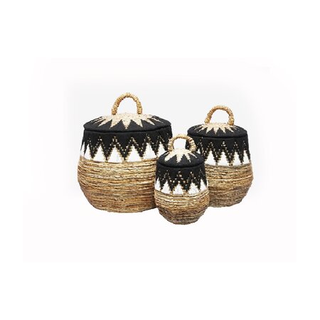 Mand abaca d55h43cm ntrl/zwart/wt