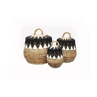 Mand abaca d55h43cm ntrl/zwart/wt
