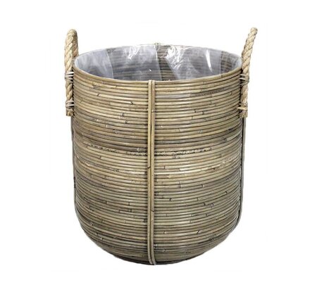 Mand gestreept d40h45cm grijs