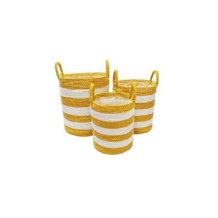 Mand sulawesi d40h45cm wit/geel