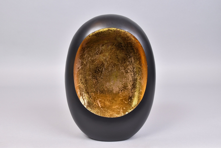 MARRAKECH BLACK/GOLD EGG T-LIGHT 20X10X28CM