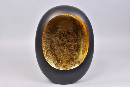 MARRAKECH EGG T-LIGHT BLACK/GOLD 26X11X33CM