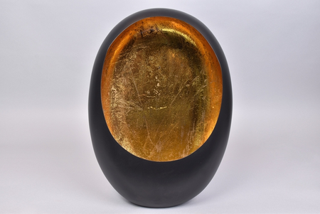 MARRAKECH EGG T-LIGHT BLACK/GOLD 31X14X40CM
