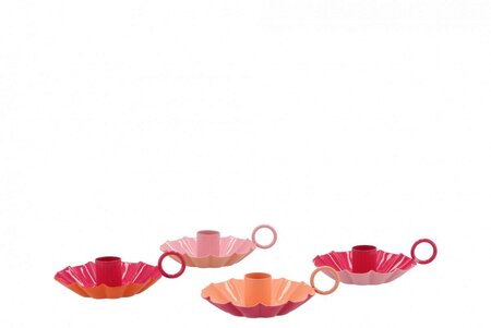 MARRAKECH FLOWER CANDLE 12CM per stuk FUCHSIA/ORANGE MIX