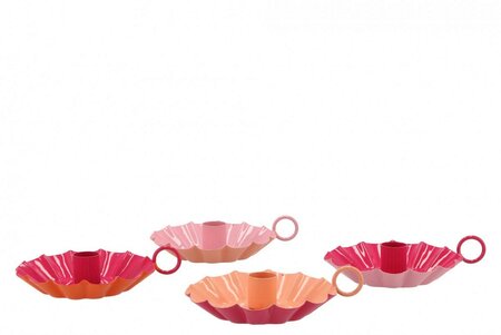 MARRAKECH FLOWER CANDLE 15CM per stuk FUCHSIA/ORANGE MIX