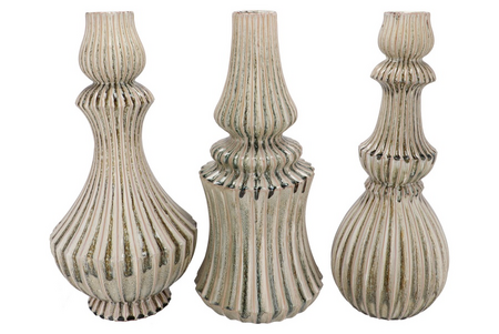 MIKA MAJESTIC GREEN VASE CURVES per stuk 28X57CM