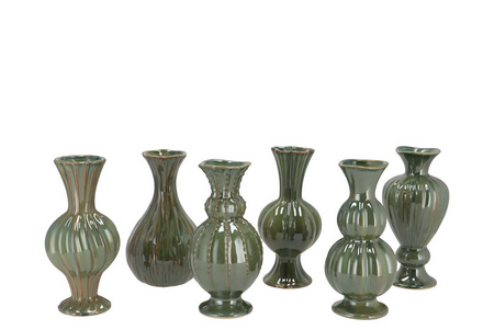 MILOU MAJESTIC GREEN VASE per stuk 9X9X17CM