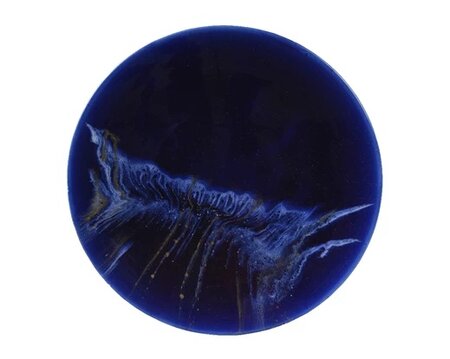 Muurdeco ijzer d30h5cm blauw