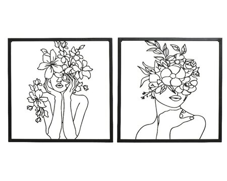 Muurdeco ijzer l2b35h35cm zwart a2