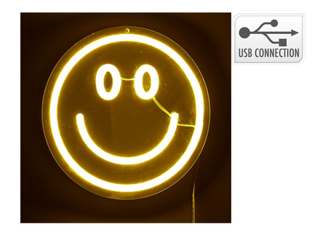 NEON SMILEY SPIEGEL 20X20CM