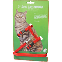 Nylon kattentuig met lijn rood - afbeelding 2