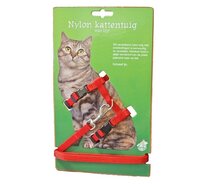 Nylon kattentuig met lijn rood