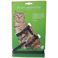Nylon kattentuig met lijn zwart - afbeelding 2