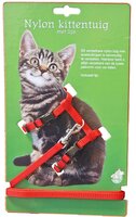 Nylon kittentuig met lijn rood