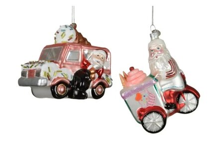 Orn.glas auto l9b5.6h10.8cm mlt per stuk