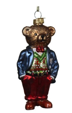 Orn.glas beer l5.6b5h11.7cm bruin