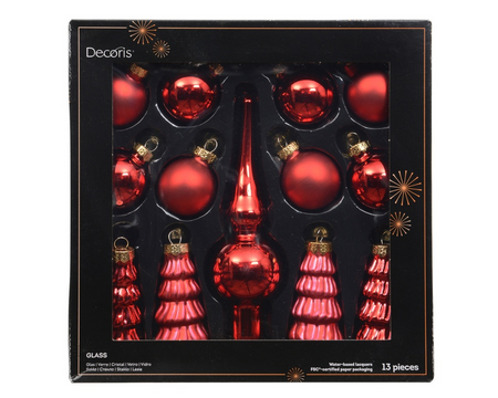 Orn.glas d3cm kerstrood 13st