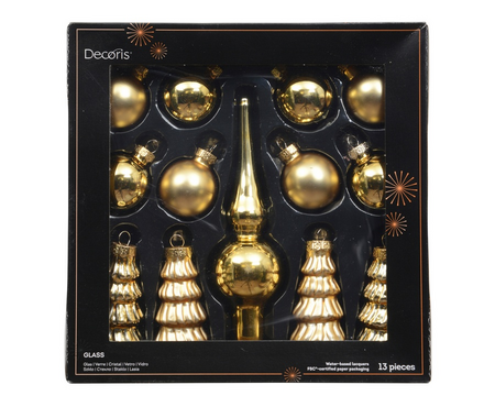 Orn.glas d3cm licht goud 13st