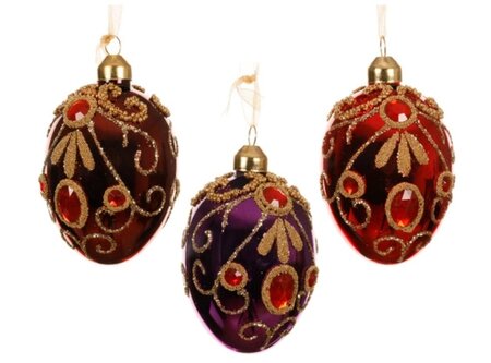 Orn,glas ei d6h8cm per stuk