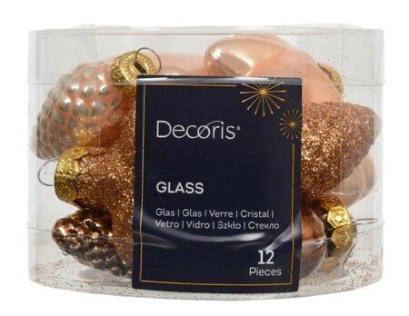 Orn.glas figuur l2b4h4cm bruin 12st