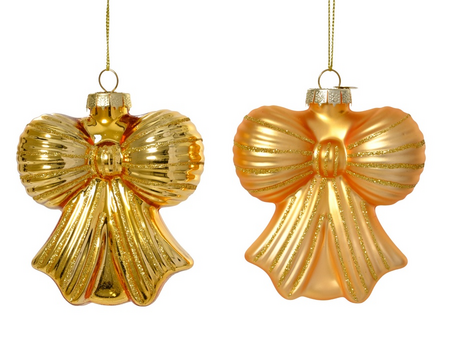 Orn.glas strik l9b4.2h10cm licht goud a2