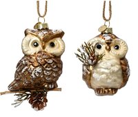 Orn.glas uil d8.5h10cm per stuk