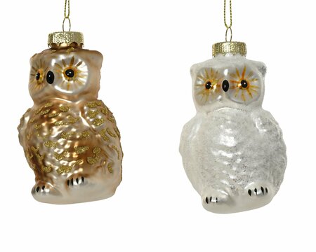 Orn.glas uil l6b5.5h9.9cm per stuk