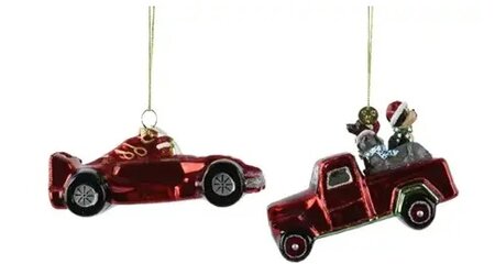 Orn.gls auto l12.8b6h5cm kerstrd per stuk