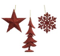 Orn.plc glitter kerstrood per stuk