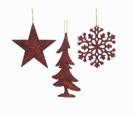 Orn.plc glitter ossenbloed per stuk