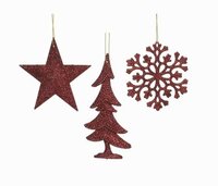 Orn.plc glitter ossenbloed per stuk