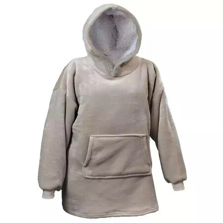 Oversized fleece hoodie stone