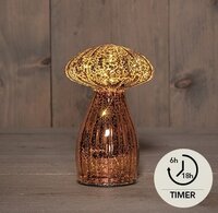 Paddenstoel glas 15x9.5cm bruin