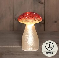 Paddenstoel glas h15cm rode stippen