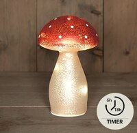 Paddenstoel glas h18cm rode stippen