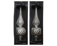 Piek glas d8.70h30.5cm zilver