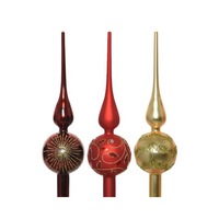 Piek glas d8h31cm rood/goud a3 - afbeelding 2