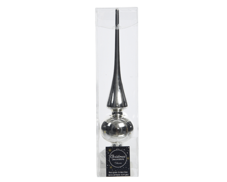 Piek glas glans d6h26cm zilver