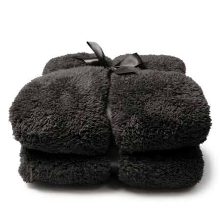 Plaid teddy l200b150cm d.grijs - afbeelding 1