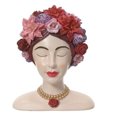 Planter poly. hoofd l16b12h20cm rd