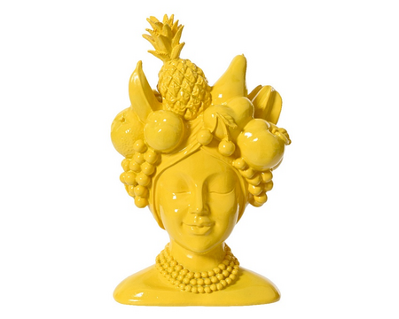 Planter polyresin l21b23h36cm geel